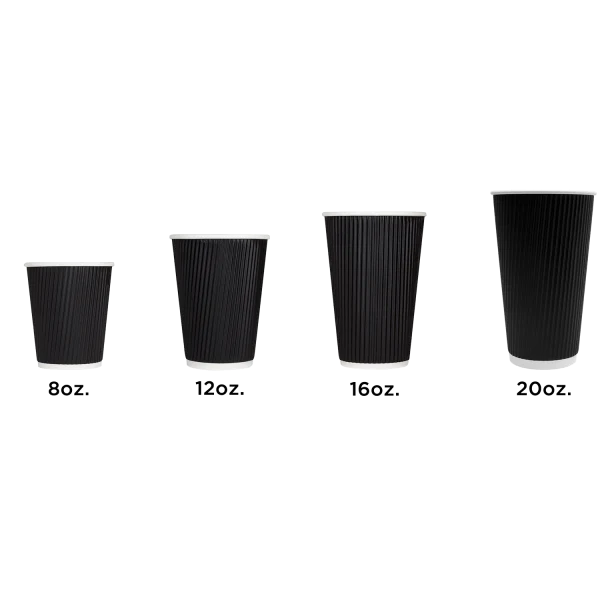 Ripple Wall Coffee Cups (Black)