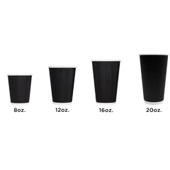 Ripple Wall Coffee Cups (Black)